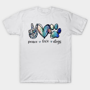 Dog Lover Peace Love Dogs Puppy Paw T-Shirt